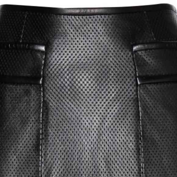 Tory Burch Black Leather Skirt 6 Perforated Mini Skirt - Picture 3 of 14